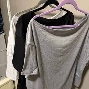 NWOT Women's Off-Shoulder Lightweight Top - Gray, Black, White